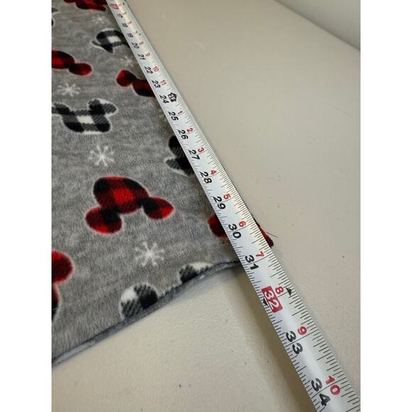 Disney Mickey Mouse Head Plaid Gray Lounge Fleece Pajama Bottoms Size L - Picture 5 of 6